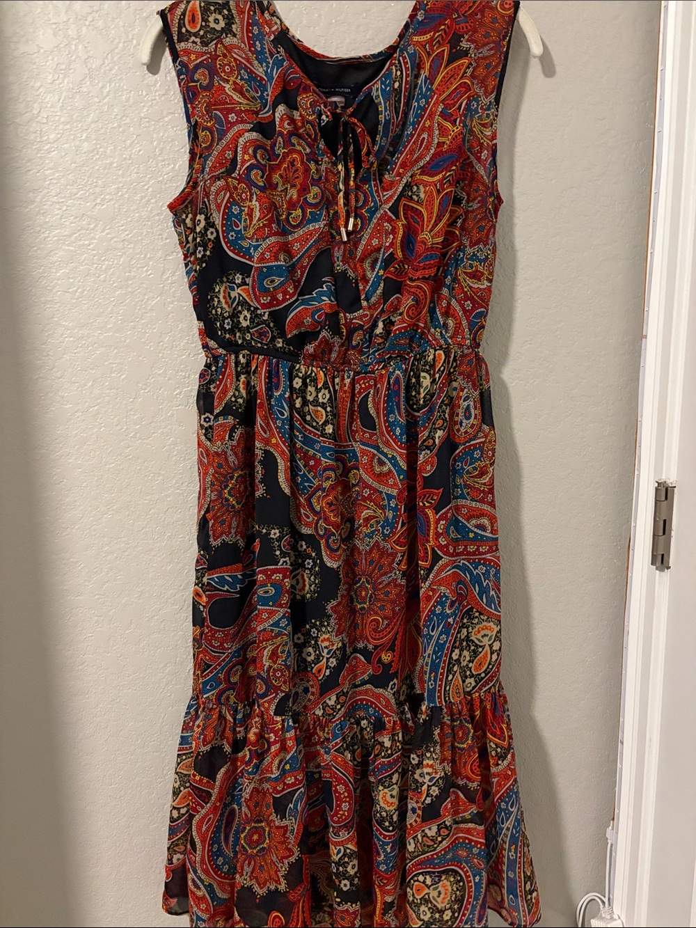 Tommy Hilfiger Paisley Maxi Dress in Navy, Red, and Blue